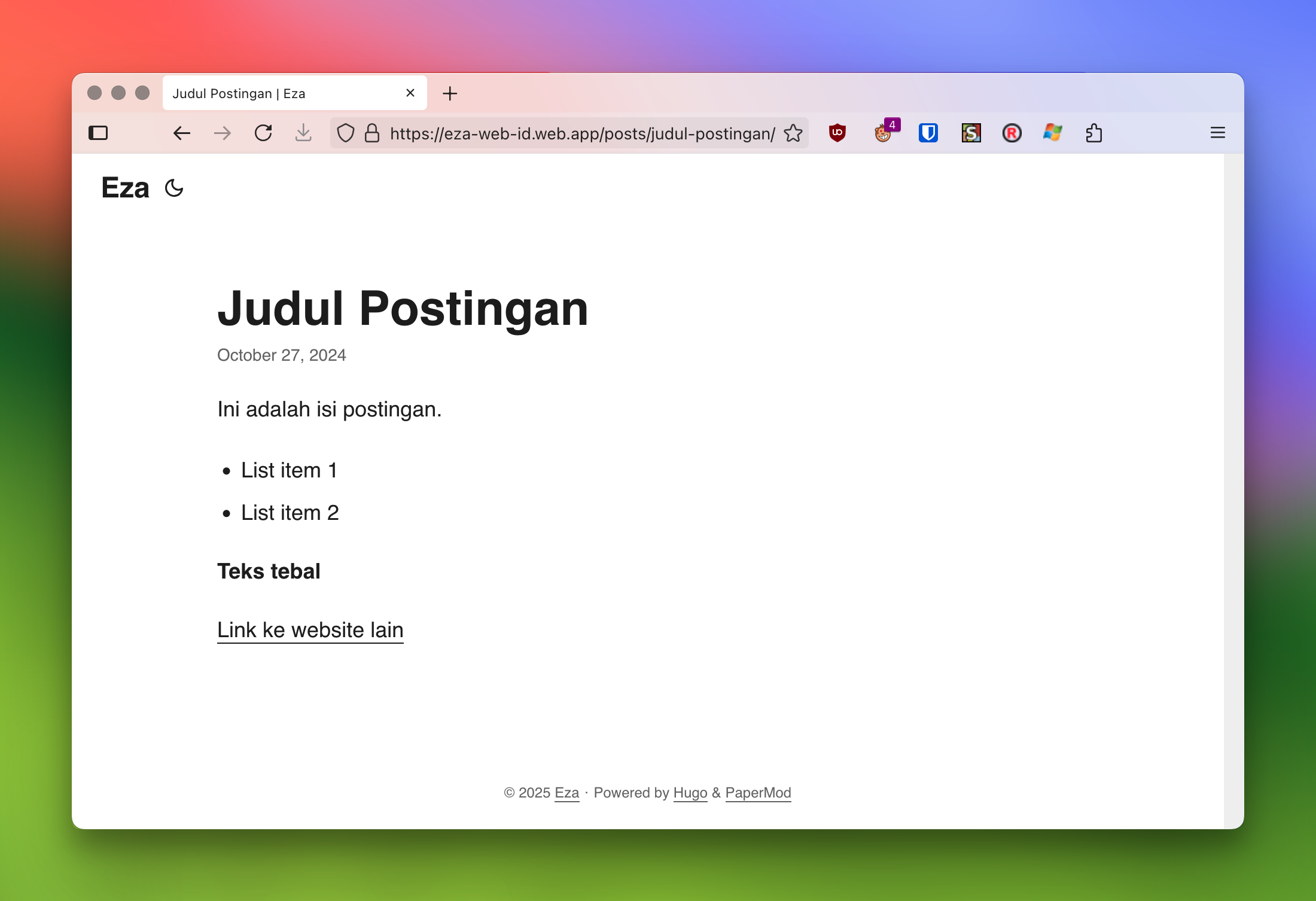 Hugo Website Page