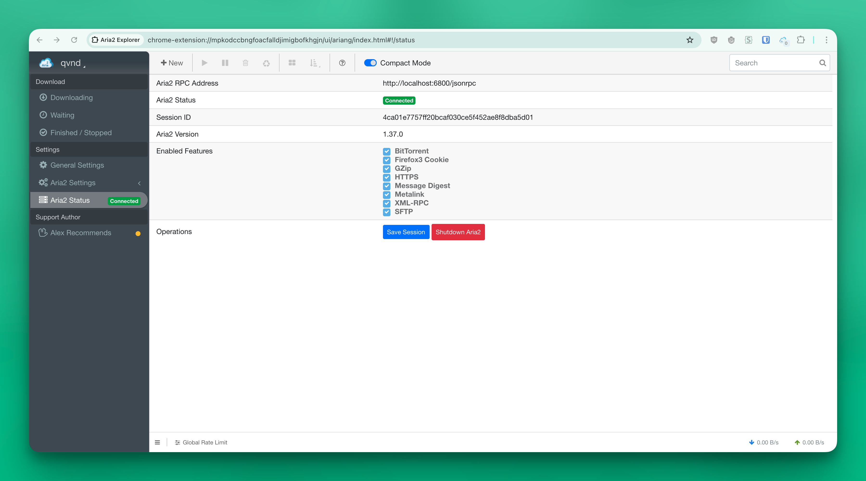 Settings Aria2 Explorer