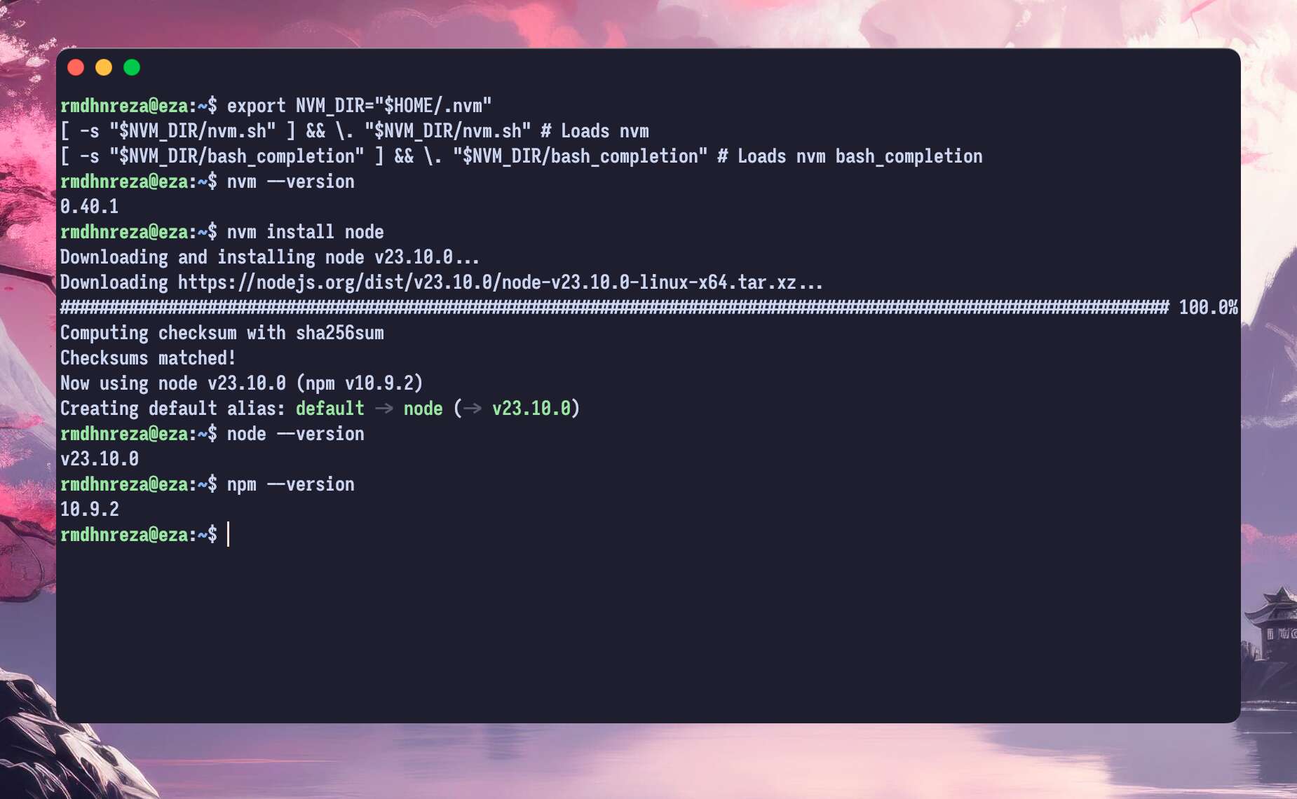 Node version