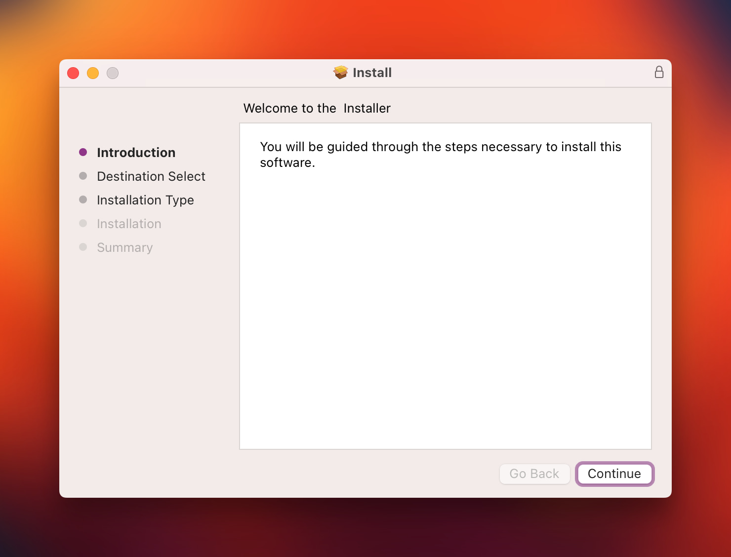 Open the PKG installer for the driver
