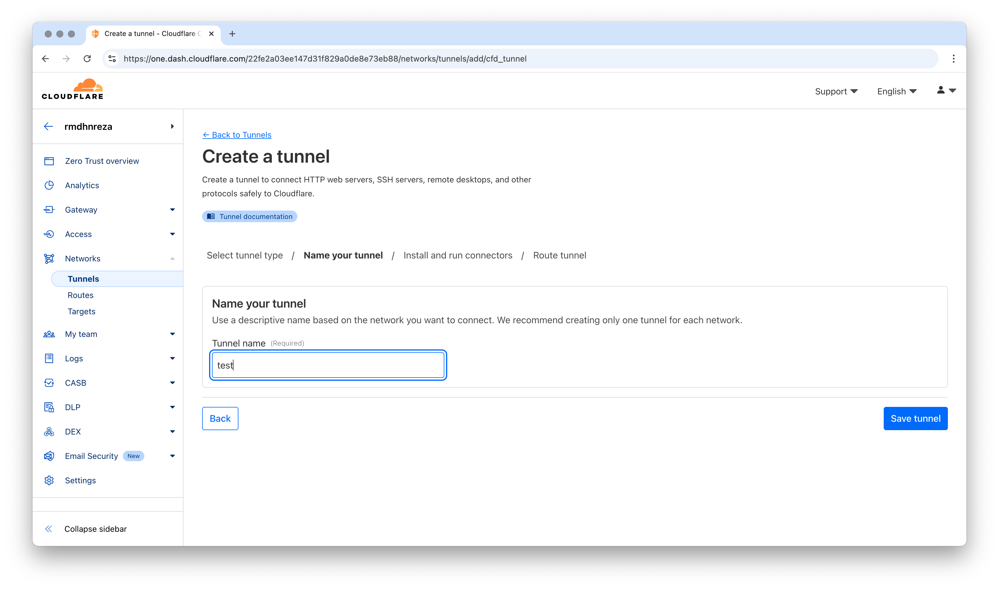 Create Tunnel di Zero Trust