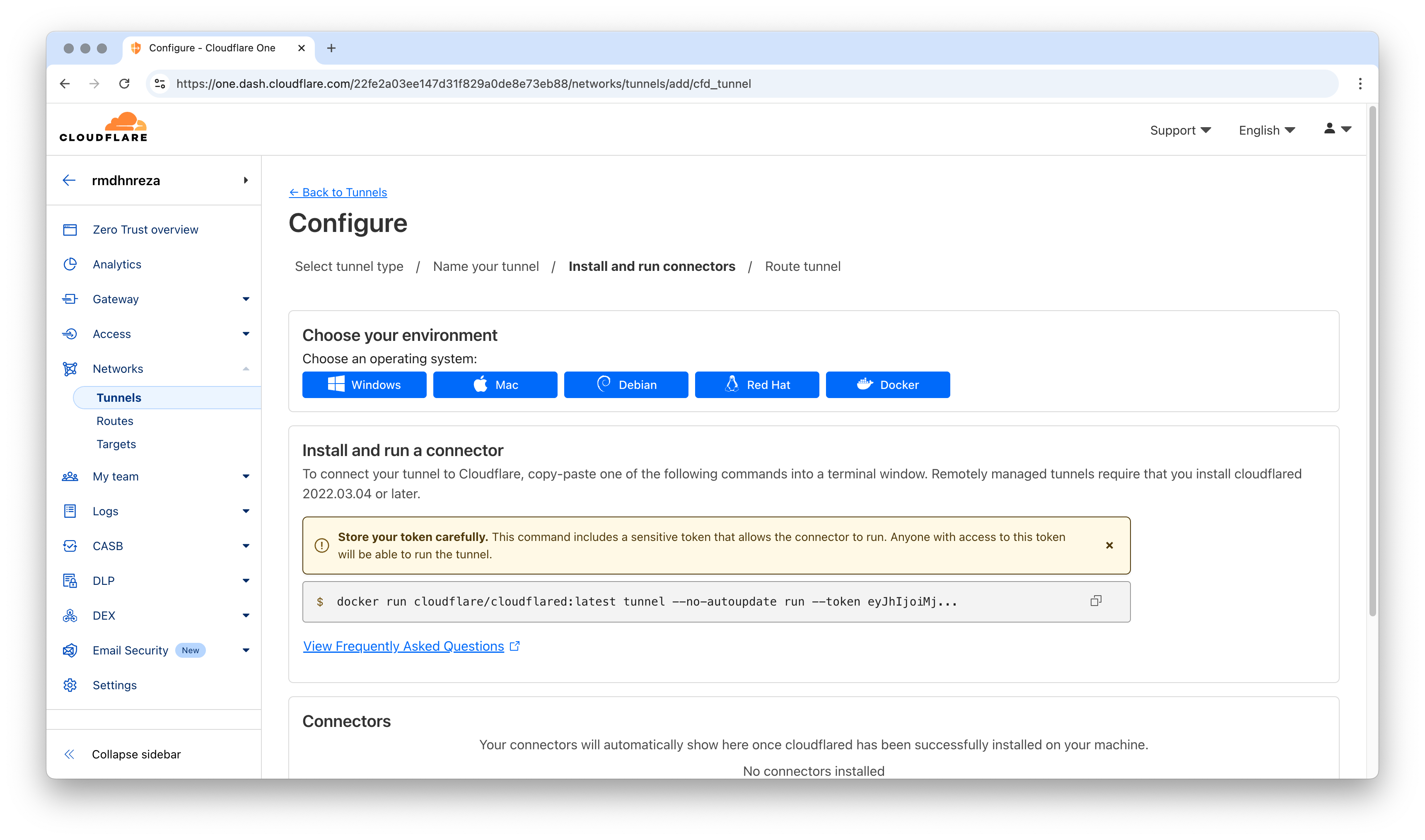 Copy Token dari Tunnel yang baru dibuat
