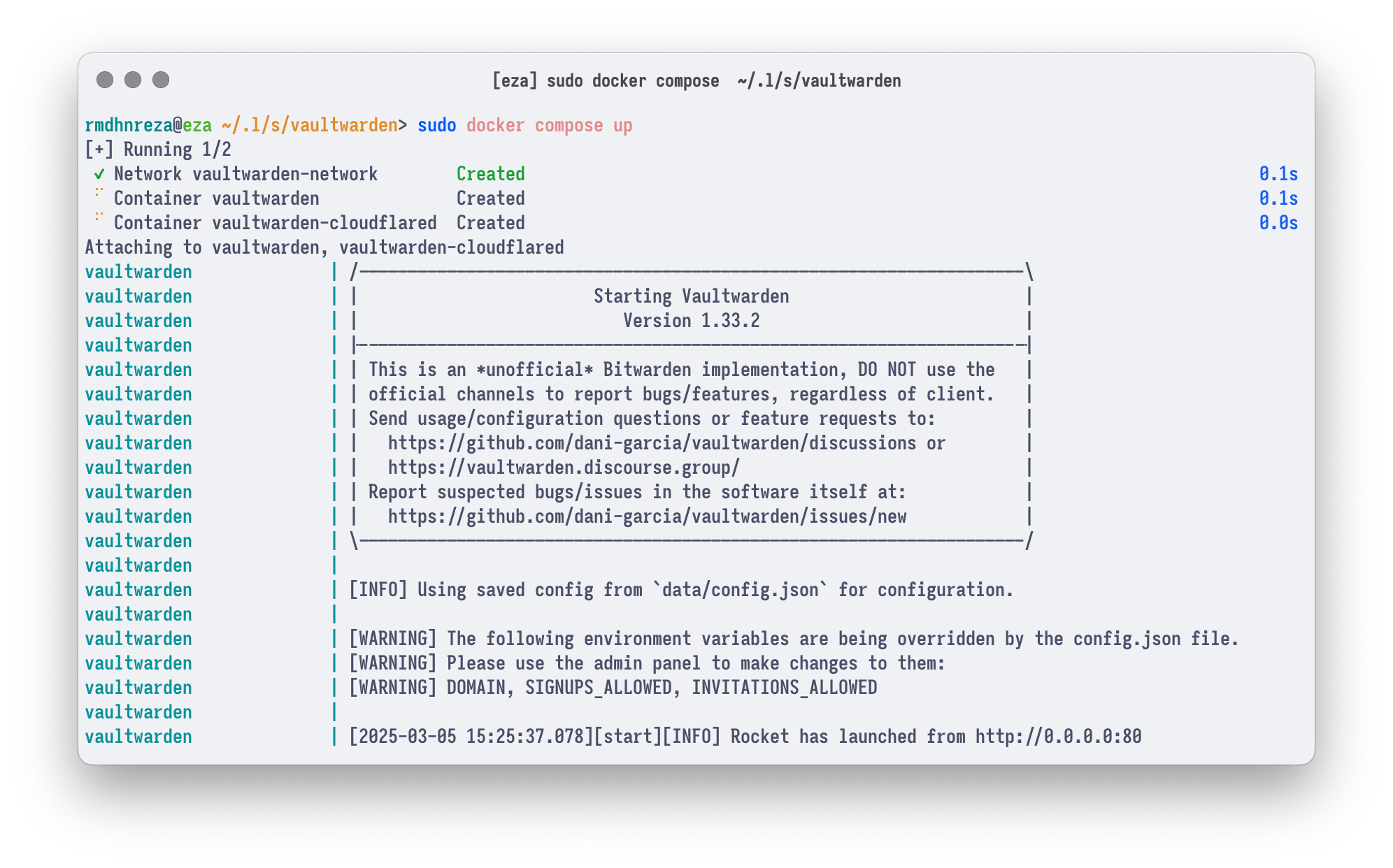 Menjalankan vaultwarden di docker